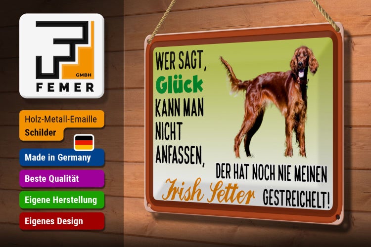 Blechschild Spruch 30x20cm Glück Irish Setter Hund