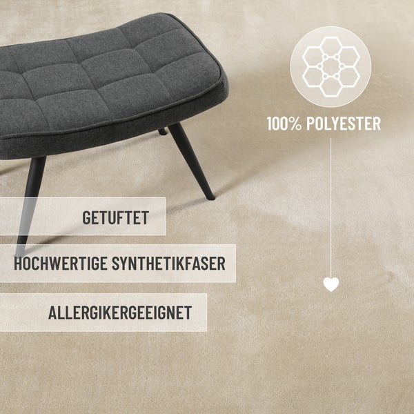 Weicher Hochflor Teppich Creme Beige Eriksson WECONhome 200x290 cm