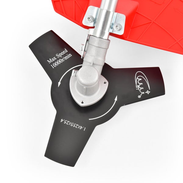 Dreiflügeliges Messer für Rasentrimmer mit maximaler Drehzahl von 10000 Umdrehungen pro Minute