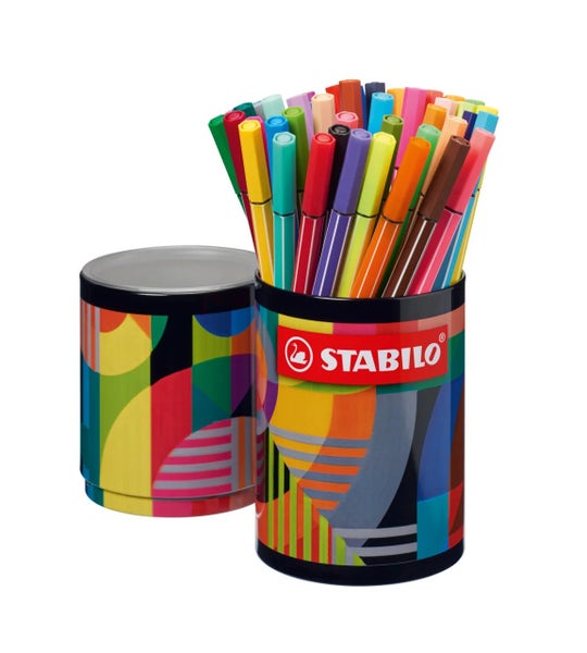 STABILO Filzstift Pen 68 ARTY 45er Metalldose Inhalt: 45 Pen 68, mit transdparentem Kunststoffeinsatz im Deckel, in Metalldose mit praktischer Aufhängertasche