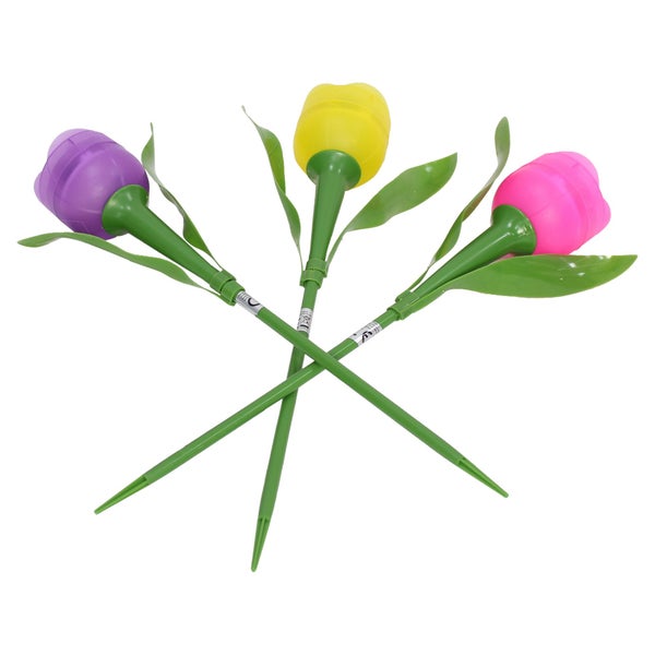 FRANK FLECHTWAREN|Solar-Deko Tulpe, 3er Set, 4,7 x 4,7 x 30,5 cm, KUNSTSTOFF