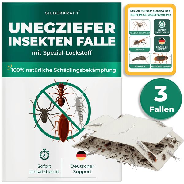Silberkraft Ungeziefer Insekten Falle mit natürlichem Köder für die Schädlingsbekämpfung, enthält drei Fallen