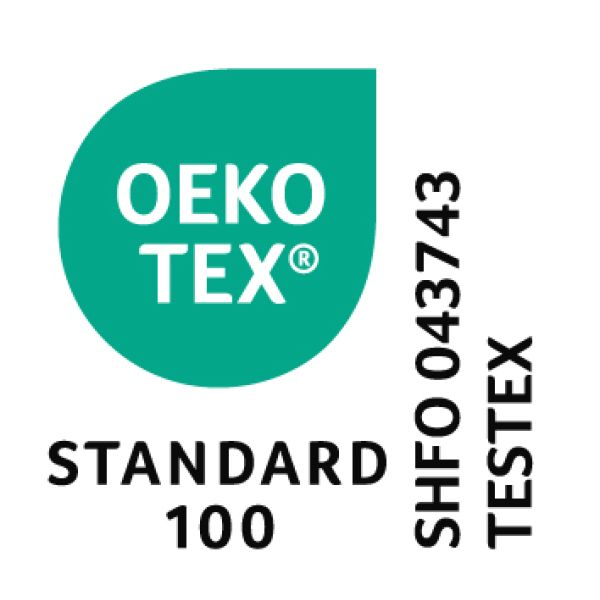 Oeko Tex Standard 100 Zertifikat für schadstoffgeprüfte Textilien mit Prüfnummer SHFO 043743 von Testex