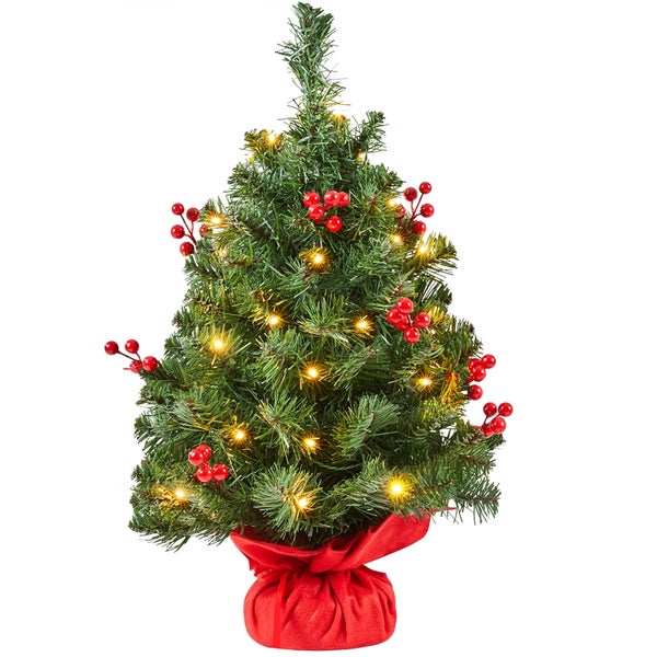Yaheetech 50cm Weihnachtsbaum mit LED-Lichter , Grün