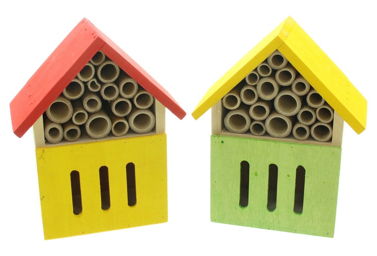 FRANK FLECHTWAREN|Insektenhotel Colors, 2er Set, 14,5 x 7,5 x 18,5 cm, HOLZ, BAMBUS