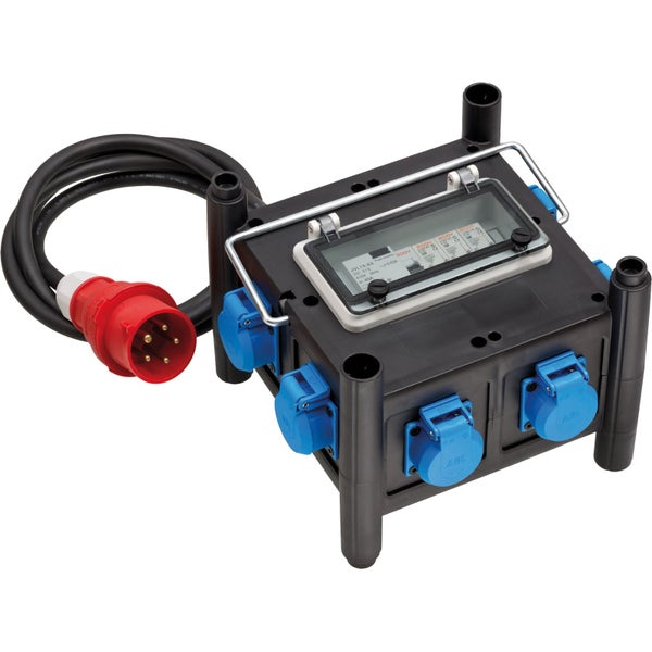 Stromverteilerkasten mit Sicherungen und Kabel