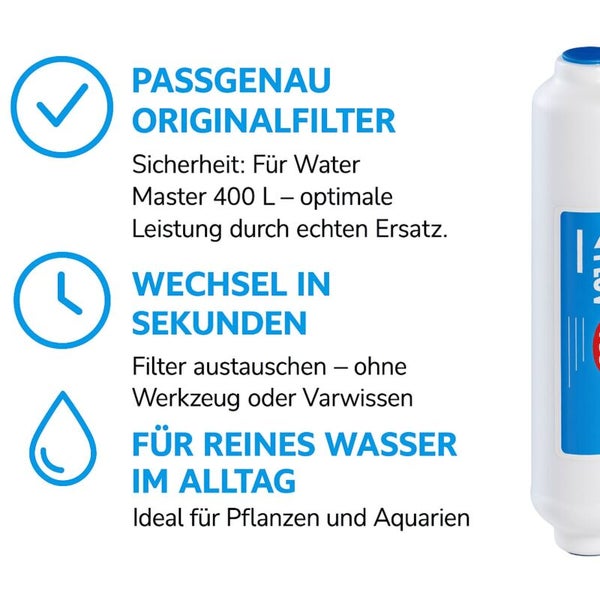 Originalfilter für Water Master 400 Liter, schneller Wechsel ohne Werkzeug, reines Wasser für Pflanzen und Aquarien.