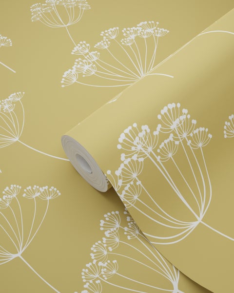 Tapetenrolle mit weißem Blütendesign