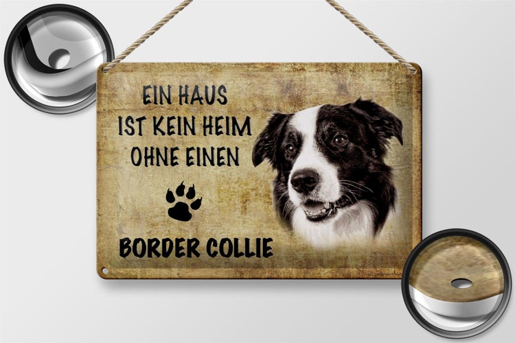 Blechschild Spruch 30x20cm Border Collie Hund ohne kein Heim