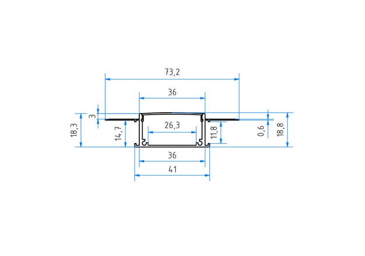 TIVENDIS Led Alu Profil 2 m T2 mit Zubehör für Strip / Streifen bis 27,6 mm breit | Abdeckung satiniert milchig  |  Einbau Unterputz Deckenleiste Deckenprofil Deckenleisten eloxiert