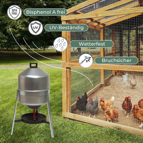 Hühnerstall mit Futterspender, BPA-frei, UV-beständig, wetterfest und bruchsicher