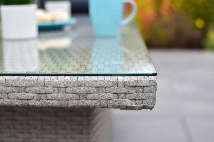 Chicago Gartentisch, höhenverstellbar, grau, Stahlgestell mit Polyrattan