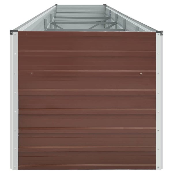 Rechteckiges Hochbeet aus Metall mit stabiler Rahmenkonstruktion für den Garten.