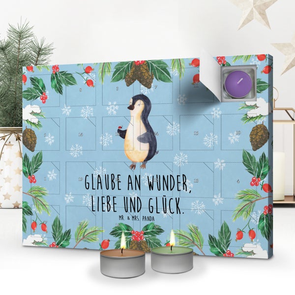 Mr. & Mrs. Panda Duftkerzen Adventskalender Pinguin Marienkäfer - Blau Pastell