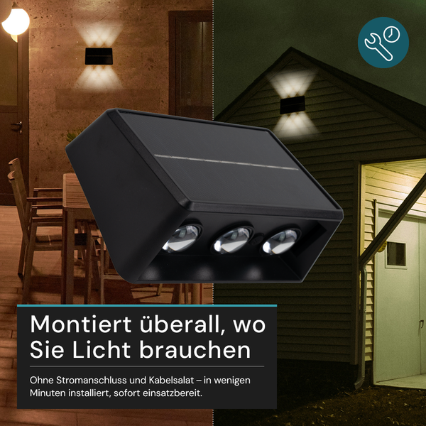 Solarleuchte zur Wandmontage mit LED Leuchtmittel