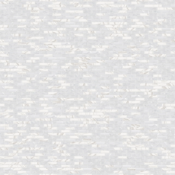 Mosaikfliese in Marmoroptik mit kleinen horizontalen rechteckigen Steinchen.