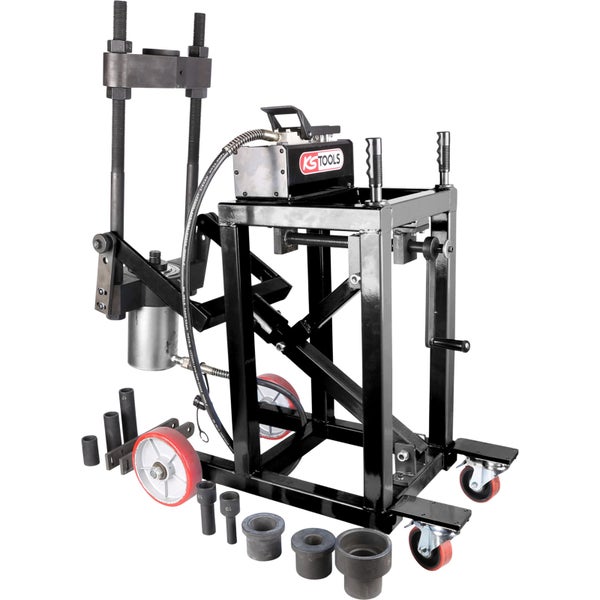 KS Tools Logo. Radnaben-Demontagevorrichtung mit hydraulischem Zylinder für Werkstätten.