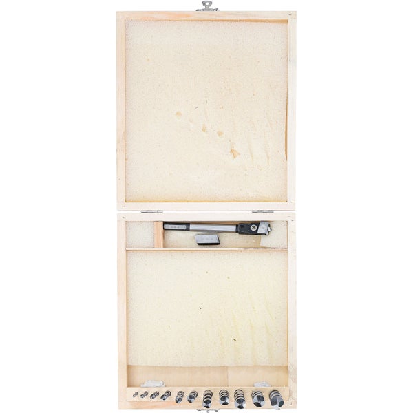 Bohrkopf-Set in Holzbox mit Schaumstoffeinlage