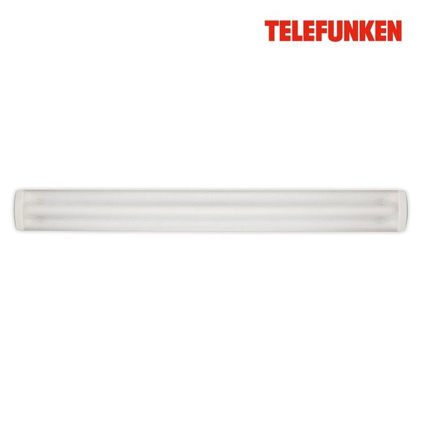 Telefunken LED-Wannenleuchte, längliche Form, weiße Kunststoffabdeckung, Telefunken Logo.
