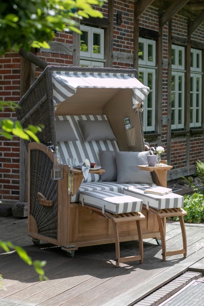 Strandkorb Nordstrand Teak PE grey Dessin 522