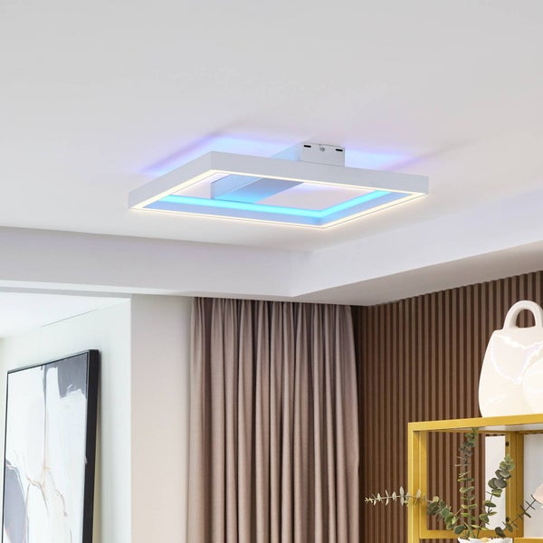Lucande LED Deckenlampe dimmbar 50 cm, RGB Backlight wechselbare Lichtfarbe (2700-6500K) Fernbedienung App Steuerung Wohnzimmerlampe Smart Home