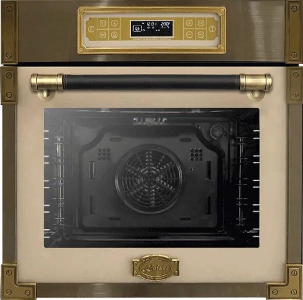 Einbaubackofen im Retrodesign mit digitalem Display, Metallgriffen und Sichtfenster von Kaiser.
