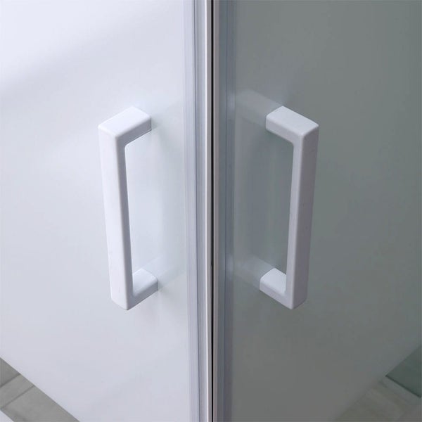 Eckeinstieg 75x75 mit Glasdekor, Profilfarbe Weiß | Venere