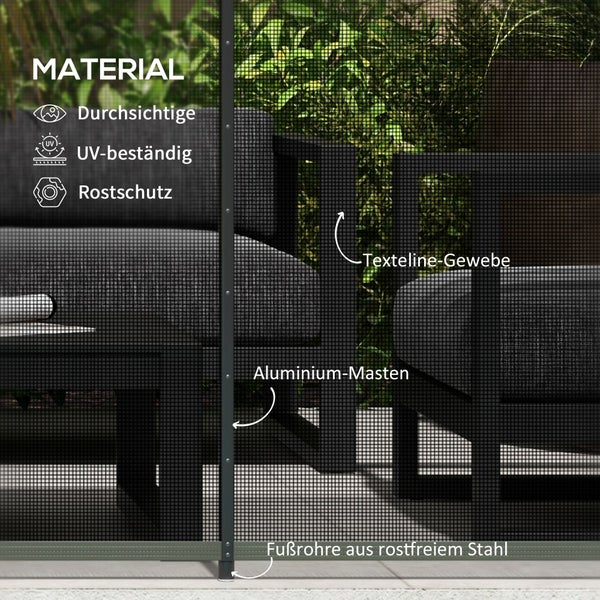 Outsunny Teichzaun, 4er Set Dekorative Gartenzaun mit Fuß Steckzaun für Terrasse, Balkon, Mesh, 365 x 126 cm, Aluminium, Netzstoff, Schwarz
