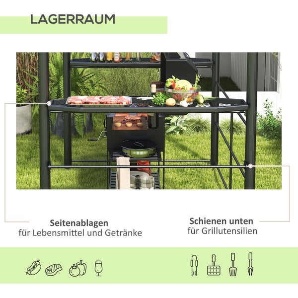 Outsunny Grillpavillon, 240L x 150B x 230H cm, Stahl, PC, mehrfarbig