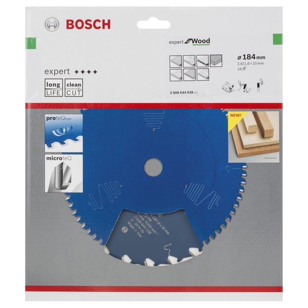 Bosch Kreissägeblatt Expert for Wood für Handkreissägen 184 x 20 x 2,6 mm 24 - 2608644038