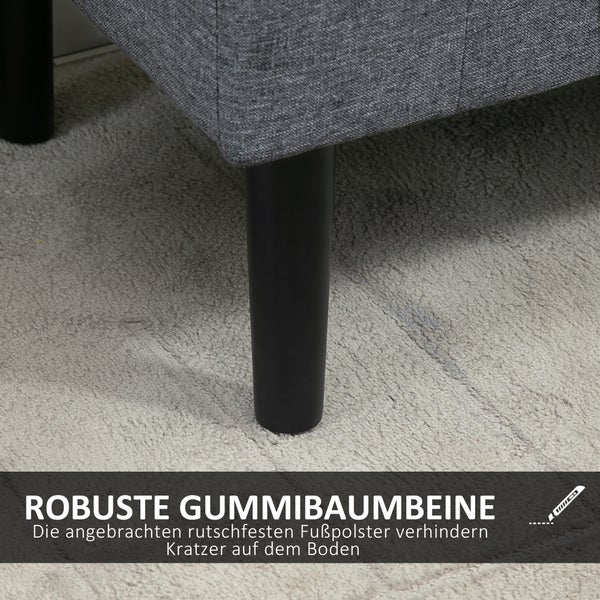 HOMCOM Sitzbank mit Stauraum, Polsterbank mit Leinenoptik, Holzbeine, Bettbank belastbar bis 130 kg, für Wohnzimmer Schlafzimmer Flur, 116 x 44 x 58 cm Hellgrau