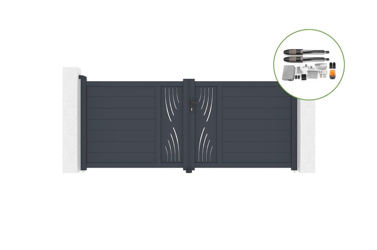 Flügeltor 3m VELETA H.120cm Aluminium + TANKER B700 Motorisierung