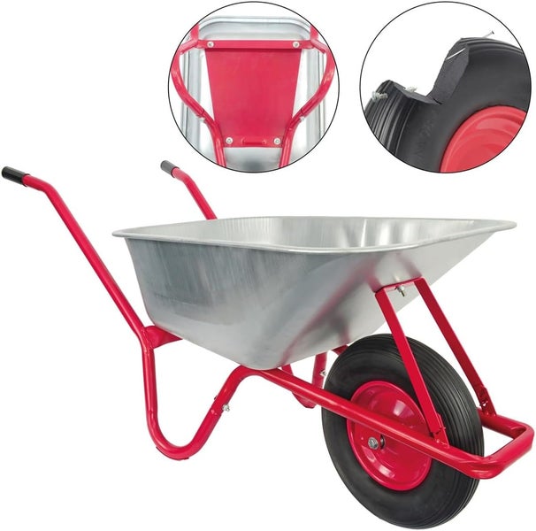 Schubkarre mit Metallwanne und Gummireifen