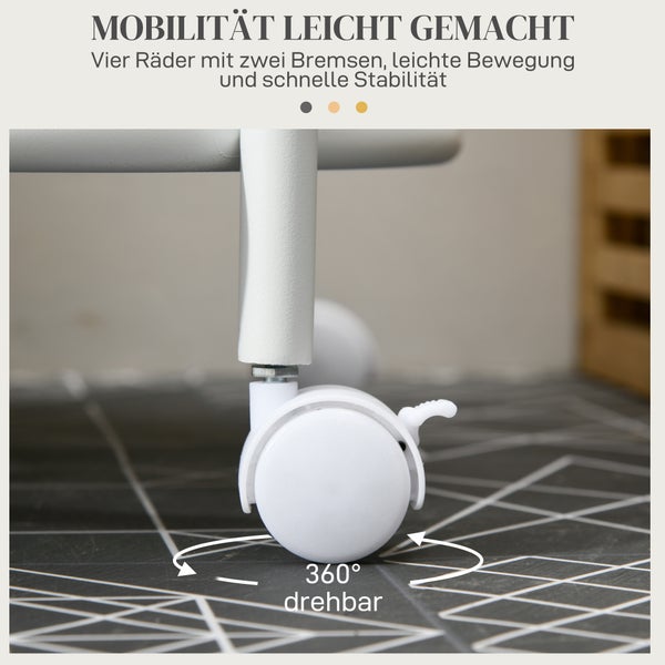 HOMCOM Wäschekorb 100L Wäschesammler mit Rollen, Stahlrahmen, Wäschebox mit herausnehmbarem Wäschesack für Badezimmer, Creme