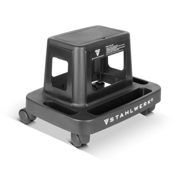 Stahlwerk Logo Hocker mit Rollen