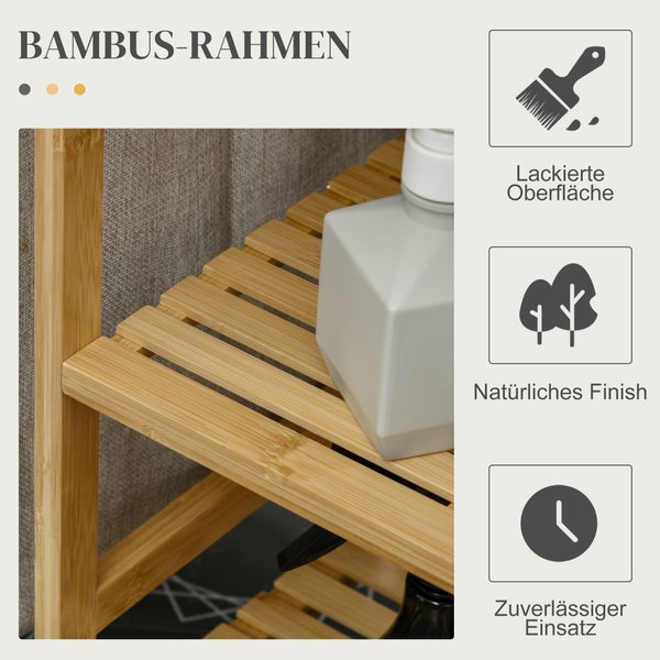 Bambusregal mit lackierter Oberfläche und natürlichem Finish für den zuverlässigen Einsatz.