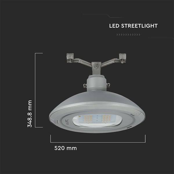 LED-Straßenleuchte mit Maßangaben 348,8 mm Höhe und 520 mm Breite