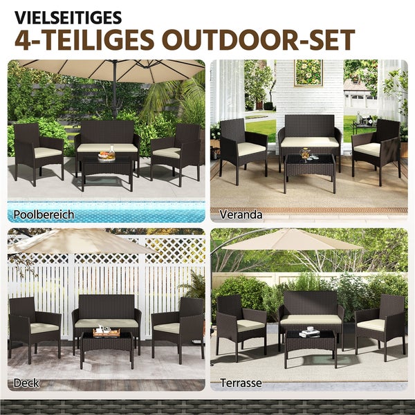 Vielseitiges vierteiliges Outdoor Set auf Poolbereich, Veranda, Deck und Terrasse.