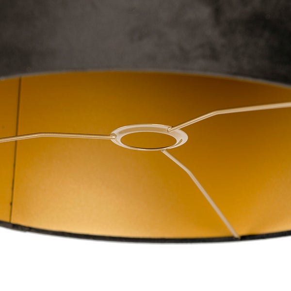 Velour Lampenschirm schwarz 40/40/40 mit goldener Innenseite