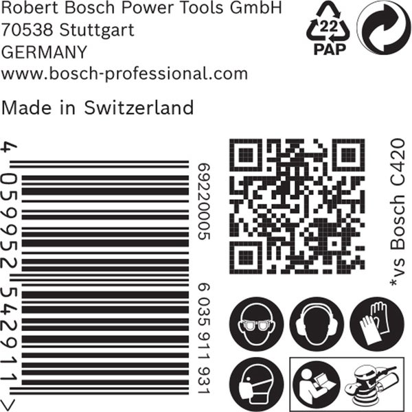 Bosch 50x Expert C470 Schleifpapier ohne Löcher für Winkelschleifer und Bohrer 125 mm G 80 - 2608900953