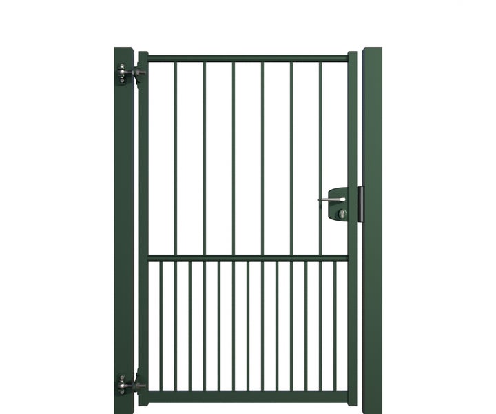 Metall Gartentor mit Schloss und senkrechten Stäben