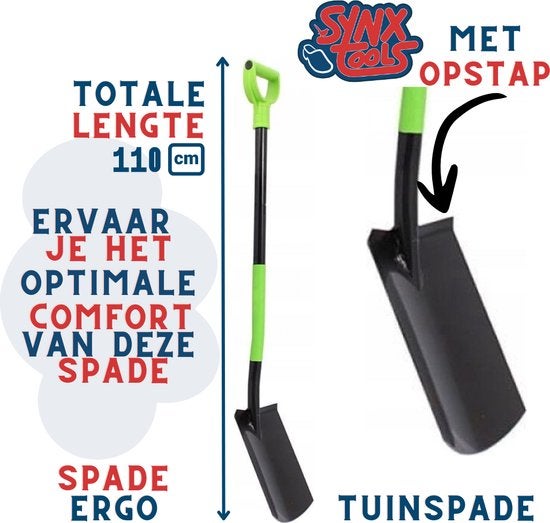 Ergonomischer Spaten mit einer Gesamtlänge von 110 cm für Gartenarbeiten