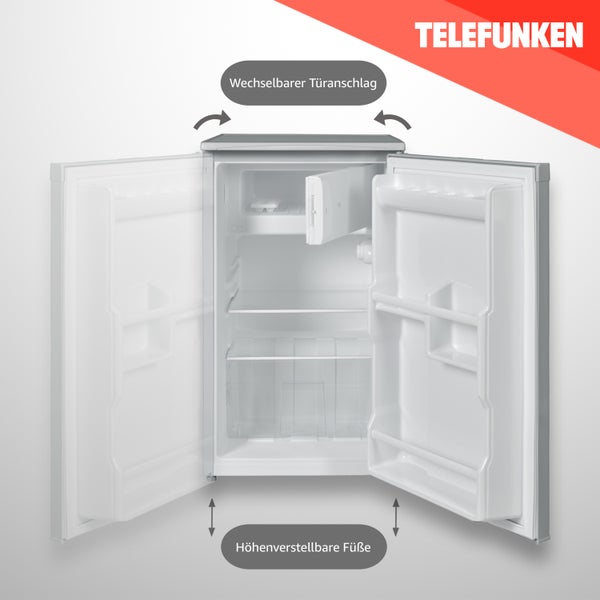 Telefunken Kühlschrank mit 2-Sterne Gefrierfach Freistehend 81 Liter Kühlschrank klein CF-32-152-S silber