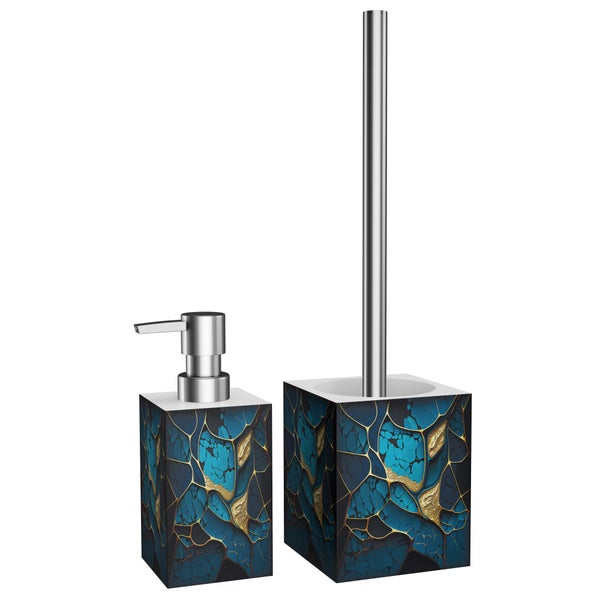 Badezimmer Set bestehend aus einem Seifenspender und einer WC Garnitur mit modernem Design
