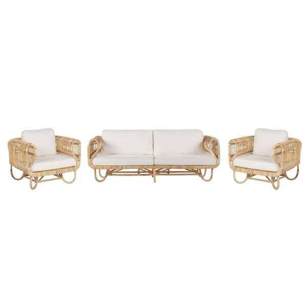 Gartenmöbel Set aus Rattan mit Sofa und Sesseln