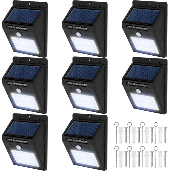 8er-Set Solarlampe mit Bewegungsmelder tectake  Erfassungswinkel 120° 9,7 x 5,1 x 12,4 cm
