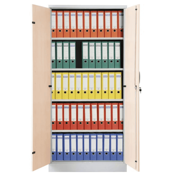 PROREGAL Aktenschrank Beetle 4 Fachböden HxBxT 195 x 92 x 42 cm Grau & Ahorn