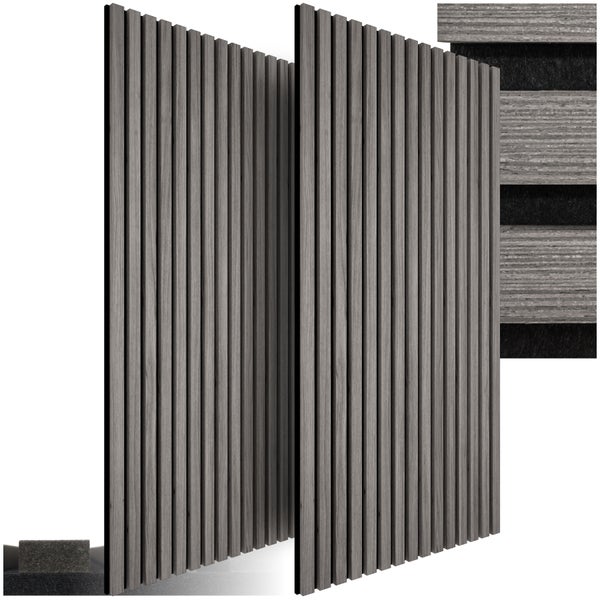 Akustikpaneele tectake Sonic Wall je 60 x 120 x 2,1 cm, Größe flexibel anpassbar Holzoptik in Eiche hellgrau Eiche hellgrau