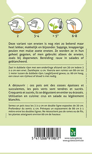 Anweisungen und Produktinformationen für Erbsensamen