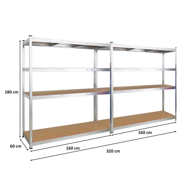 PROREGAL Mega Deal 2x Schwerlastregal Taurus XL mit TÜV/GS Zertifizierung HxBxT 180 x 160 x 60 cm Fachlast 250 kg Verzinkt